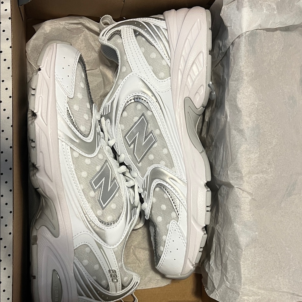 New Balance Polka Dot White and Gray Sneakers